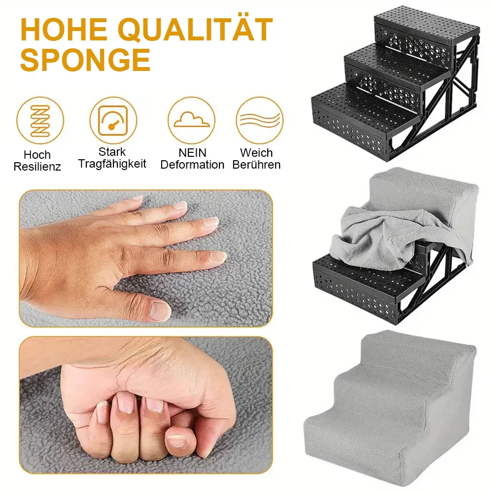 1Pc Pet Stairs for Sofa & Bed 3 Step Pet Safety Ramp for Small Senior Dogs Washable Ramp Ladder for Dogs Cats