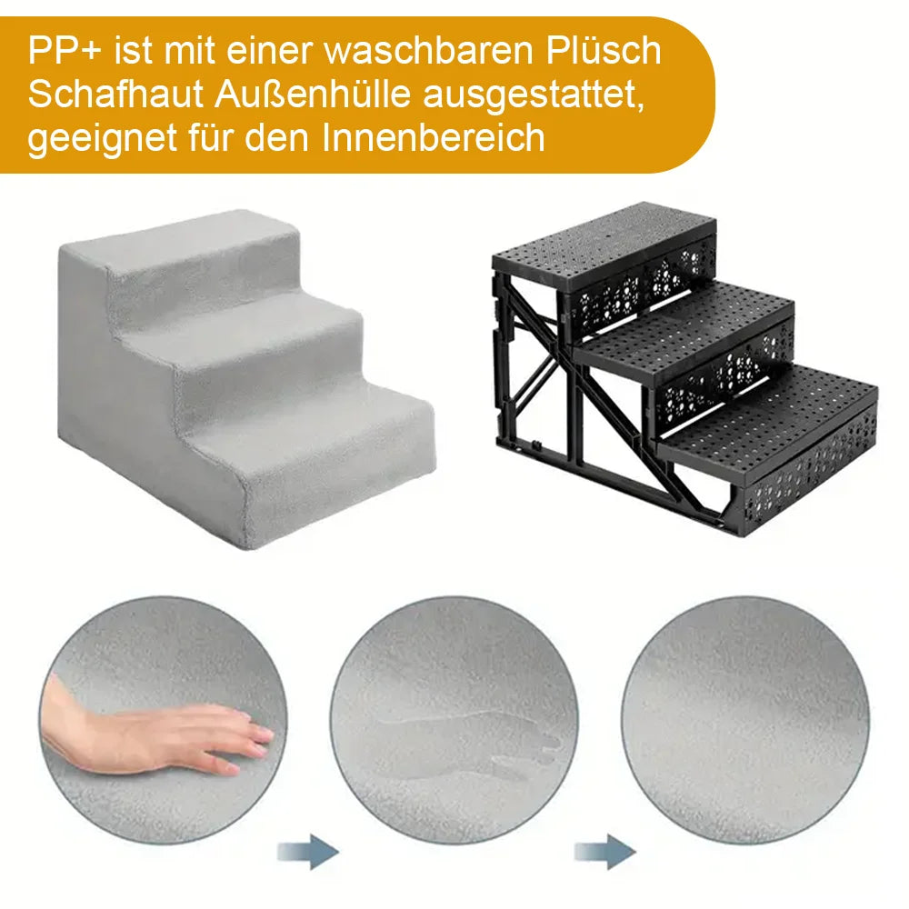 1Pc Pet Stairs for Sofa & Bed 3 Step Pet Safety Ramp for Small Senior Dogs Washable Ramp Ladder for Dogs Cats