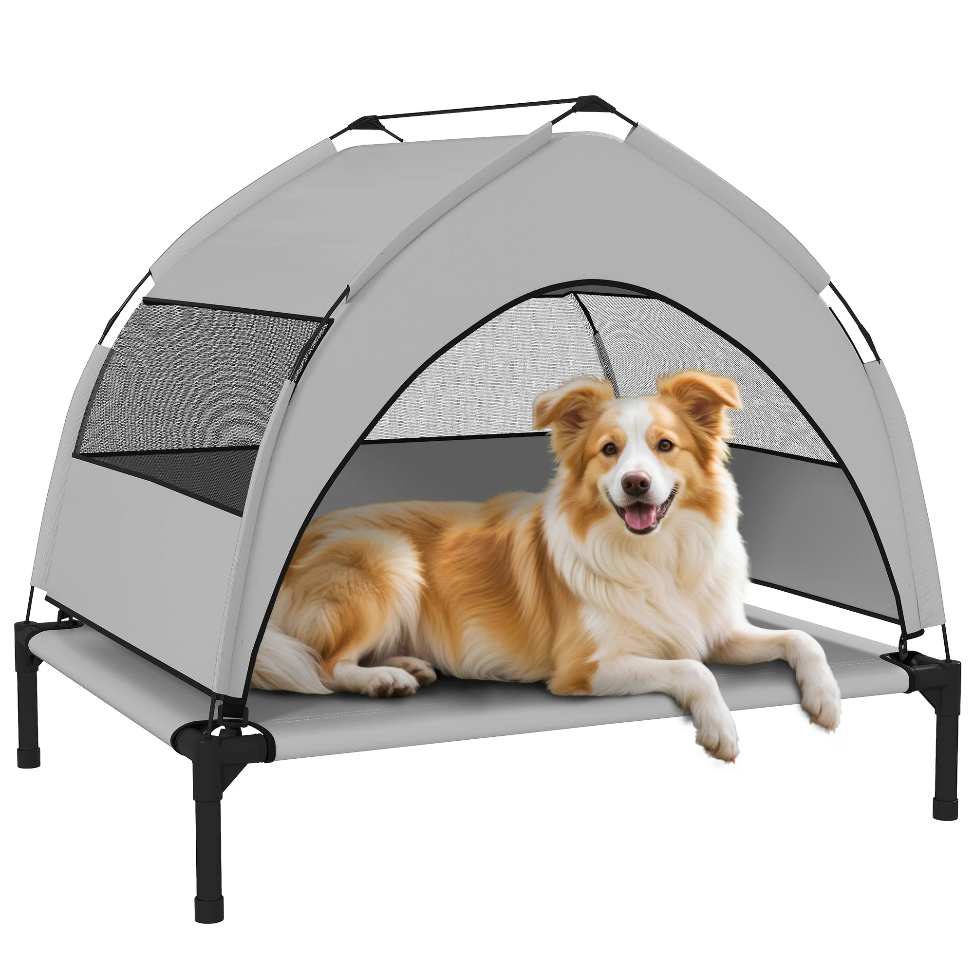 Portable Elevated Dog Bed with Removable Canopy