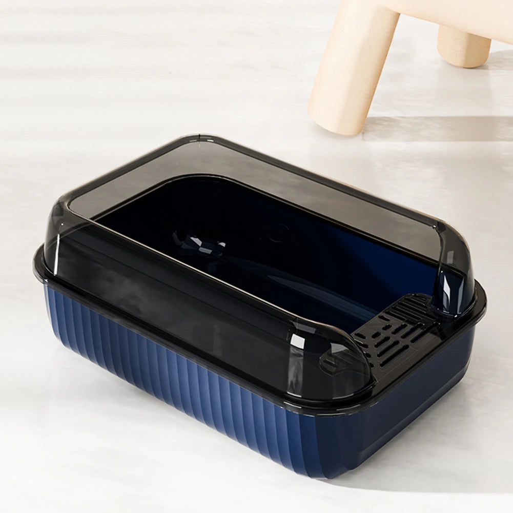 Tieker Thickened Cat Litter Box Large Capacity Semi-Enclosed Splash-Proof Plastic Clean Cat Box Easy to Clean