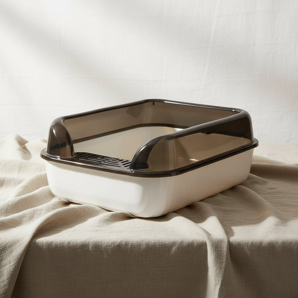 Tieker Thickened Cat Litter Box Large Capacity Semi-Enclosed Splash-Proof Plastic Clean Cat Box Easy to Clean