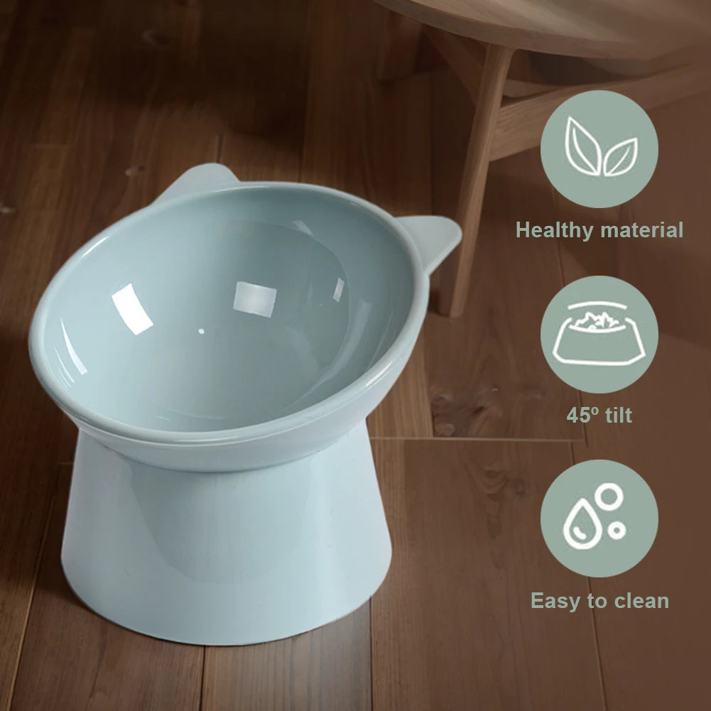 Tilted Cat Food Bowl Elevated Cat Bowl Ergonomic Raised Cat Food Bowl anti Vomiting Tall Dog Bowl Non Slip for Flat- Faced Cats