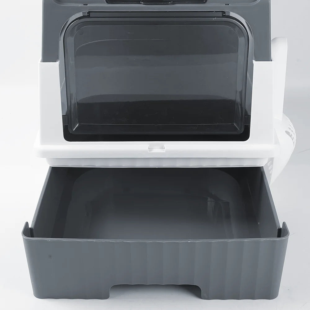 Cat Litter Box Hooded Cat Box Odor-Resistant Fully Enclosed Cat Toilet with Litter Scoop for Home Pets Supplies
