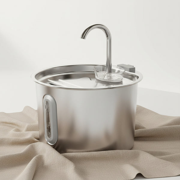 BRIEFNESS Cat Dog Water Bowl 2.2L, Circulating Fountain with Triple Filtration System, Ultra Quiet Pump and LED Indicator