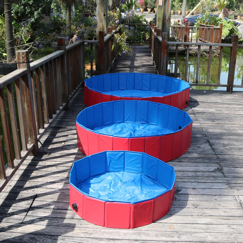160*30Cm/120*30Cm/80*20Cm Pet Pool Foldable Dog Bath Swimming Pool Portable Pet Pool with Drain Valve Outdoor Dog Bathing Tub