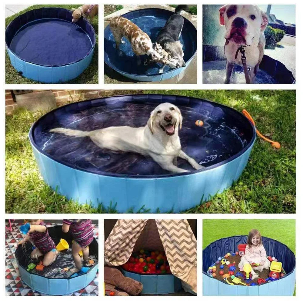 160*30Cm/120*30Cm/80*20Cm Pet Pool Foldable Dog Bath Swimming Pool Portable Pet Pool with Drain Valve Outdoor Dog Bathing Tub