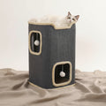 Winter 2 Layer Cat House for Indoor Cats, 24'' Durable Cat Cube Playhouse with Dangling Balls, Perfect for Multiple Pets