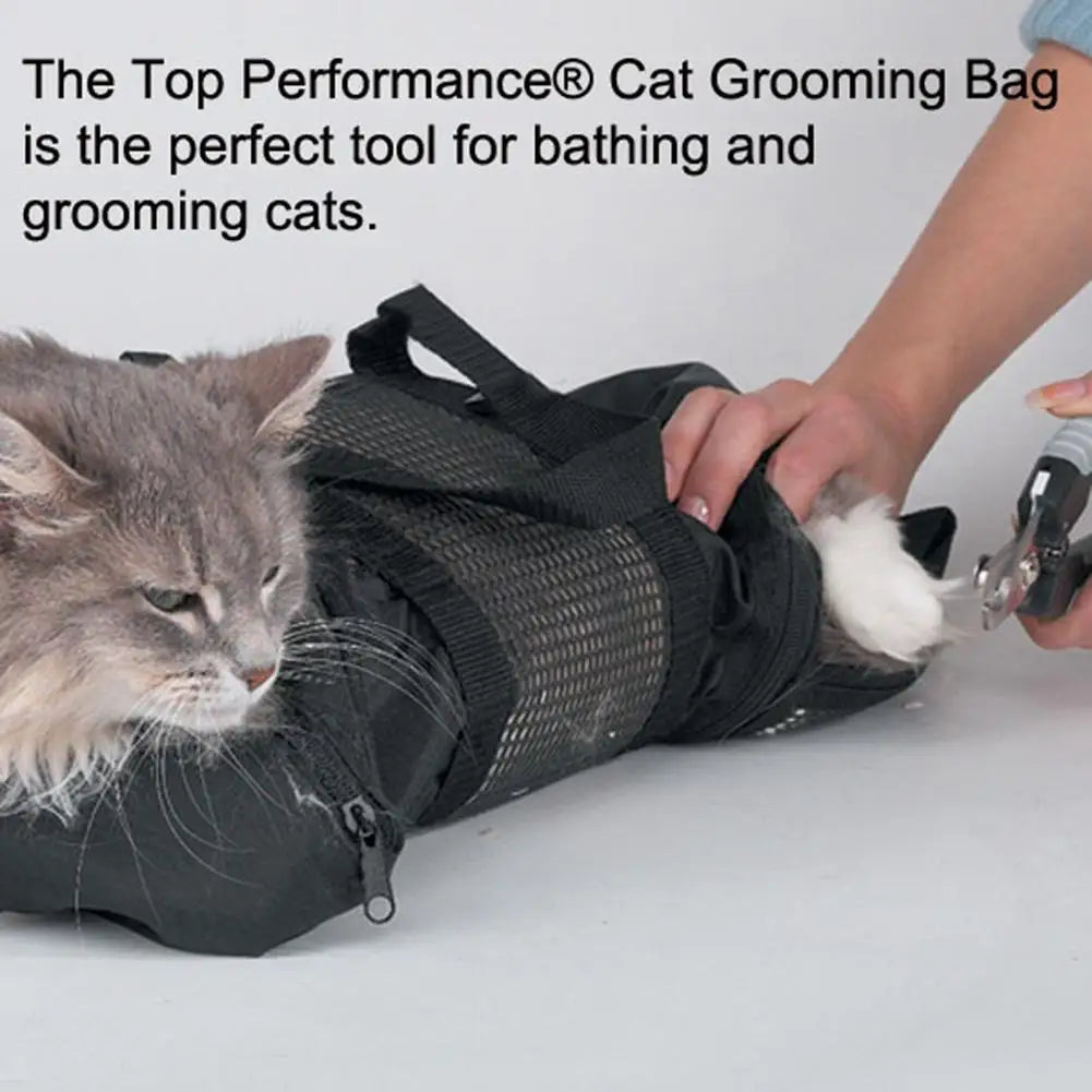 Mesh Cat Shower Bag anti Scratch Cat Grooming Bag Breathable Cat Nail Trimming Bag Adjustable for Shower Nail Trimming Injection