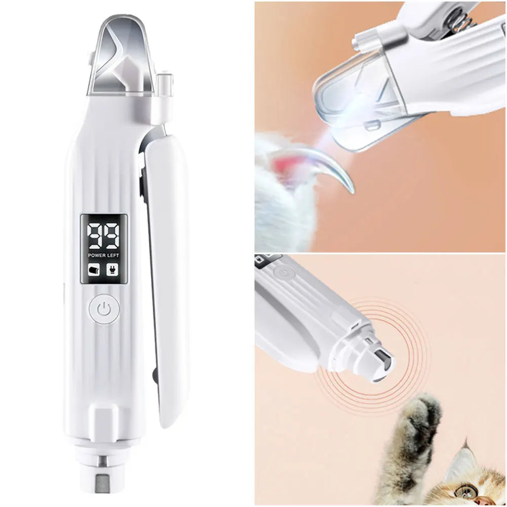 2 in 1 Electric Dog Nail Grinder and Clipper with LED Lights Pet Nail Trimmer Pet Nail Grinder for Small Medium Large Dogs/Cats