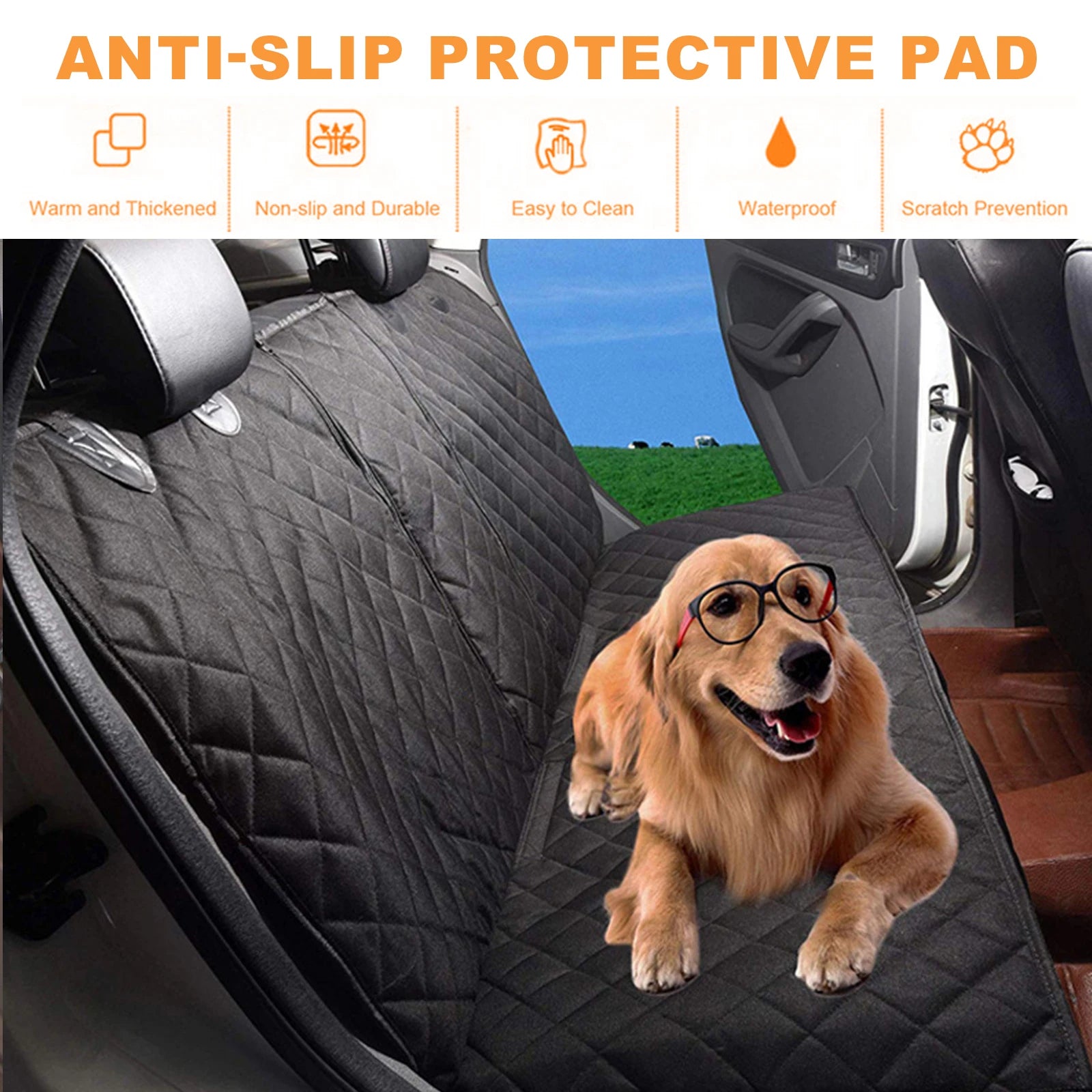 Dog Car Seat Cover Non-Slip Car Seat Protector Waterproof Car Rear Back Seat Cover Non Stick Fur Pet Dog Protector Mat for Pet