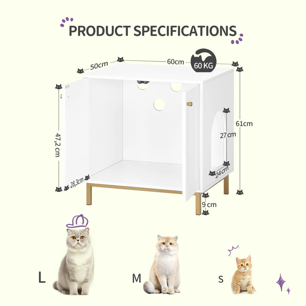 Cat Litter Box Enclosure, Hidden Litter Box Furniture with Double Doors,Wooden Pet House Side End Table,Tall Legs,Living,Bedroom