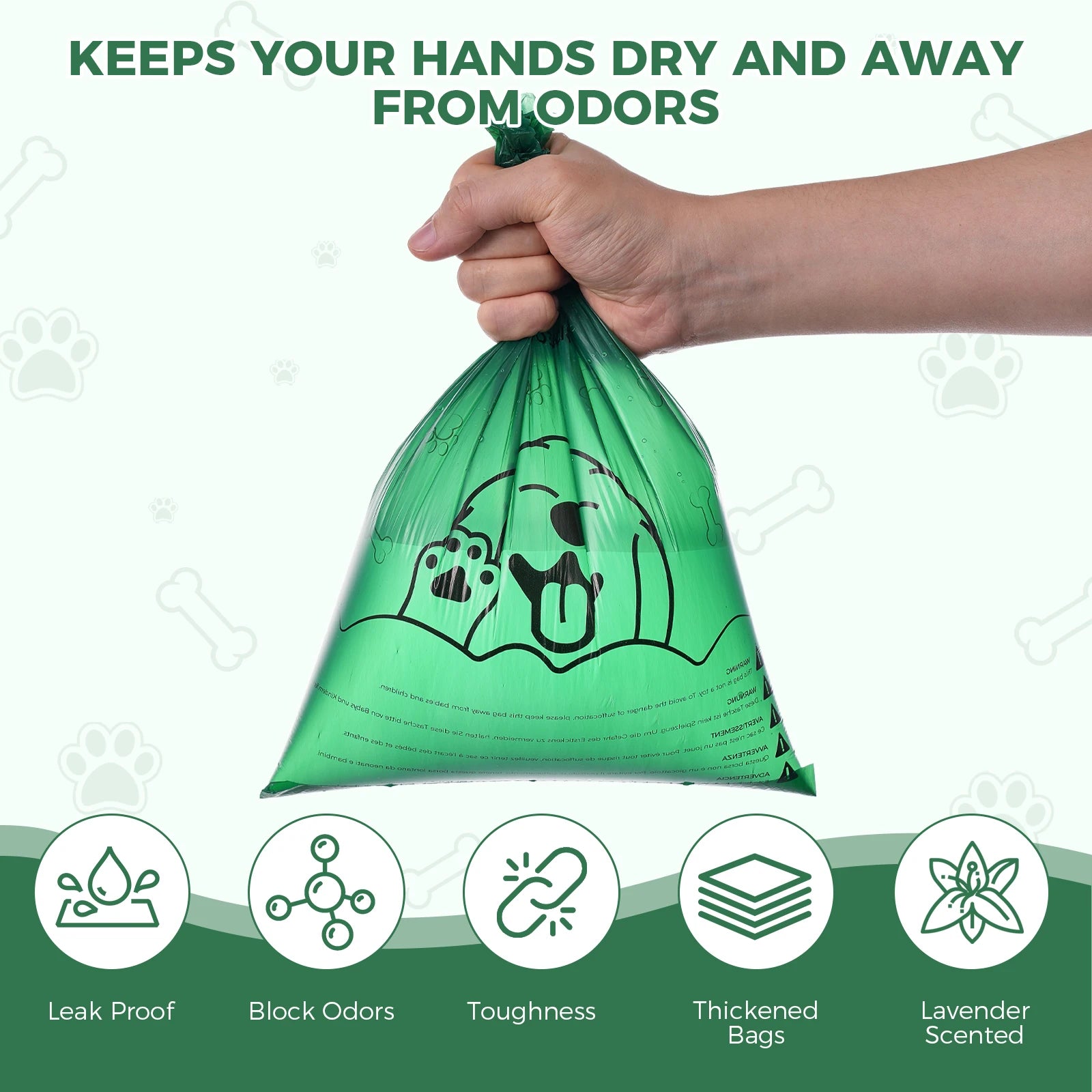 270/540 Counts Extra Thick Green Biodegradable Pet Poop Waste Bags with Dispenser for Dogs, Lavender Scented, Carrier
