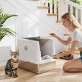 Extra Large Stainless Steel Cat Litter Tray with Scoop, Flip Top