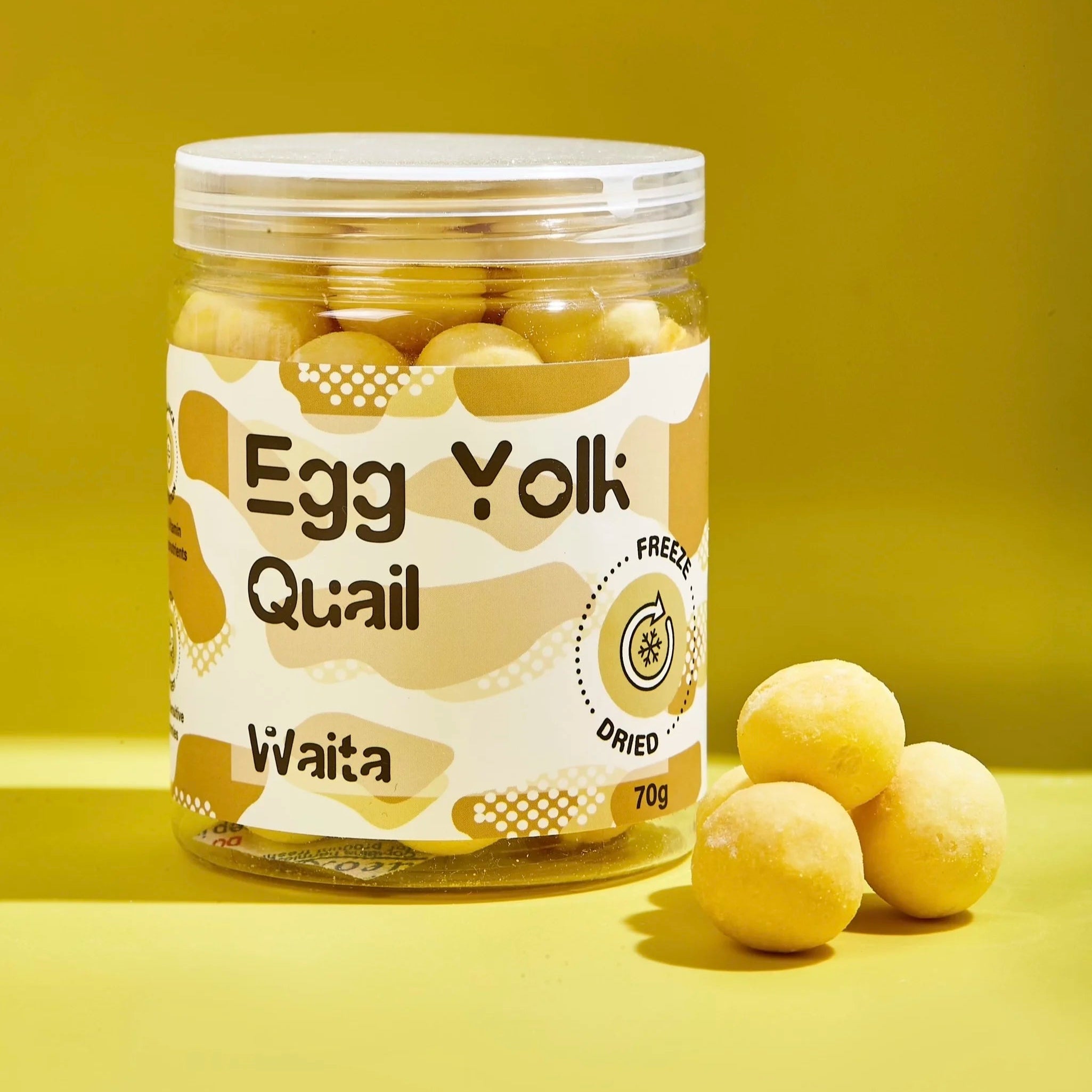 Waita Freeze Dried Quail Egg Yolk 70G Premium Pet Treats Cat Dog High Protein Nutrient Dense Skin Coat Rich Vitamins Minerals
