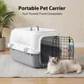 Hard-Sided Cat Carrier Dog Travel Kennel, Two-Door Top-Load Pet Transport Box | Safe & Stable for Cats & Dogs, 57 X 37 X 33Cm