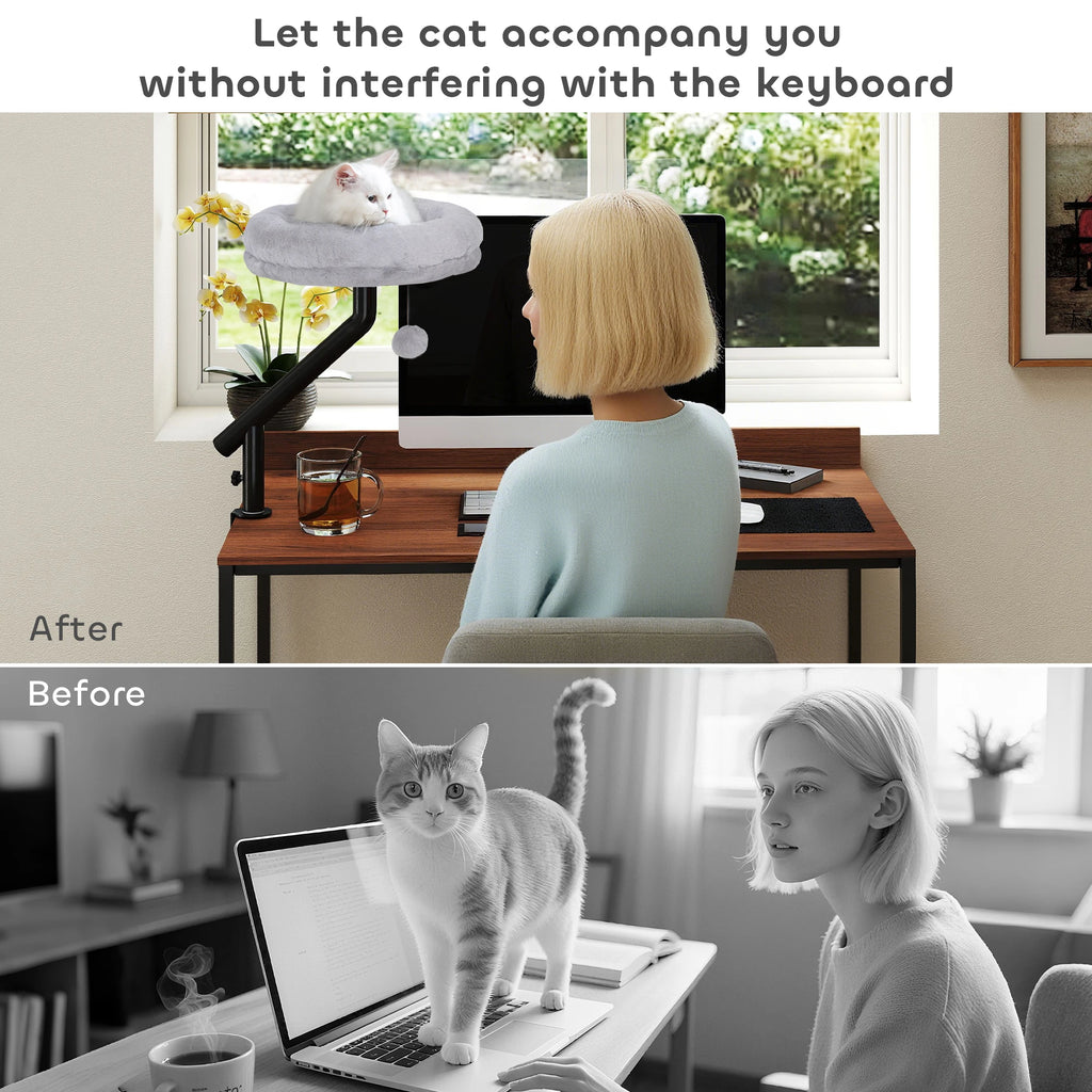 Cat Bed for Desk, 360° Rotatable Adjustable Cat Nest Hammock