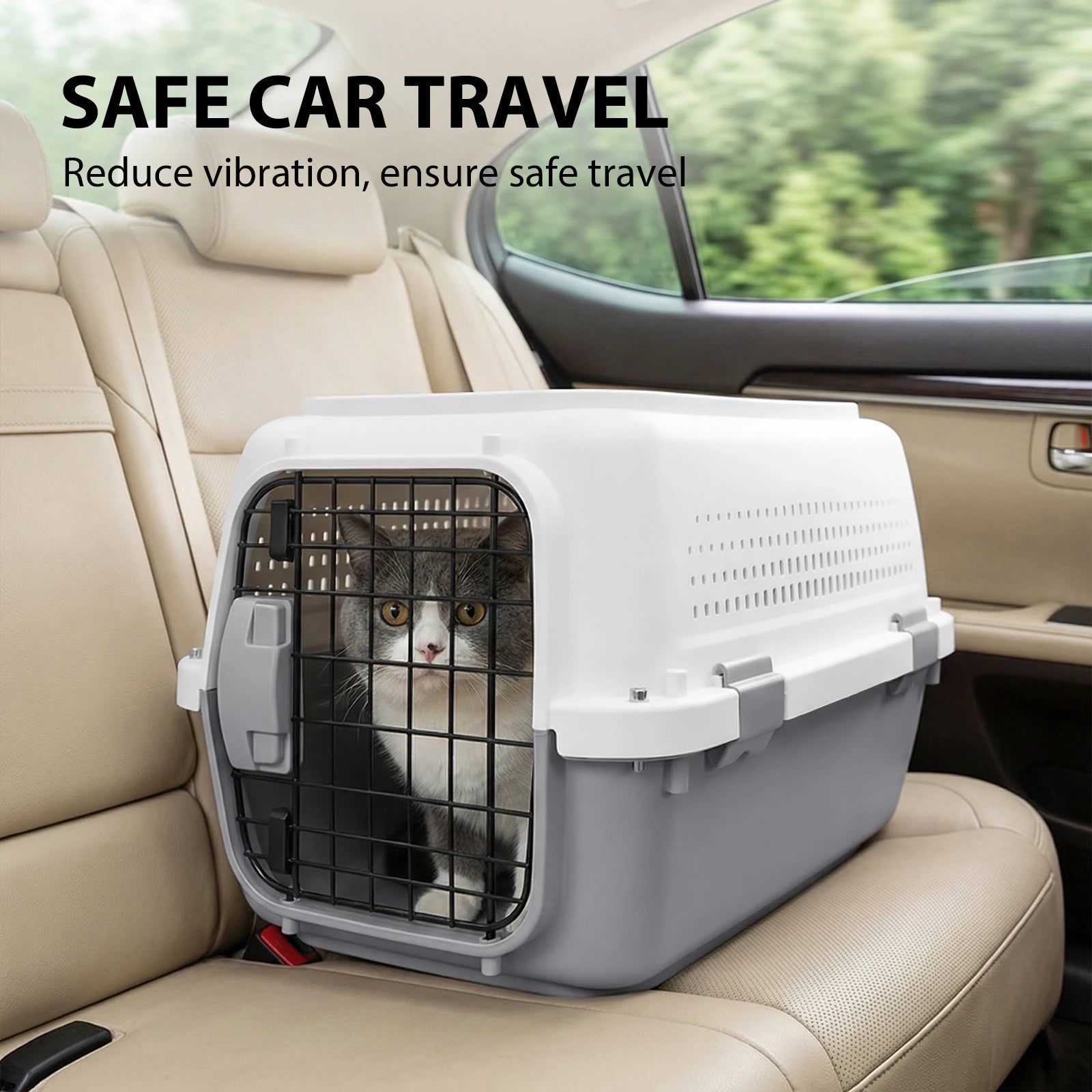 Hard-Sided Cat Carrier Dog Travel Kennel, Two-Door Top-Load Pet Transport Box | Safe & Stable for Cats & Dogs, 57 X 37 X 33Cm