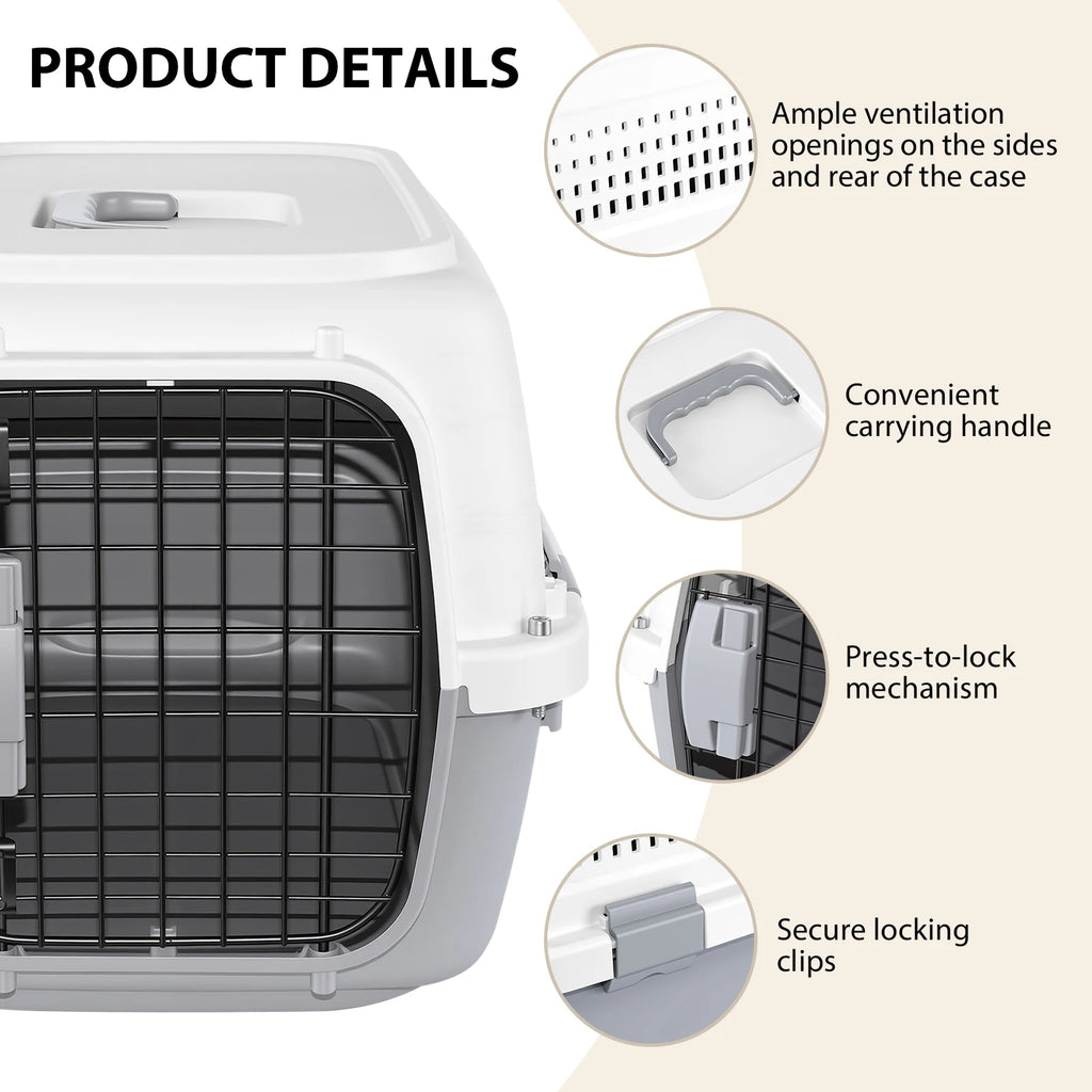 Hard-Sided Cat Carrier Dog Travel Kennel, Two-Door Top-Load Pet Transport Box | Safe & Stable for Cats & Dogs, 57 X 37 X 33Cm