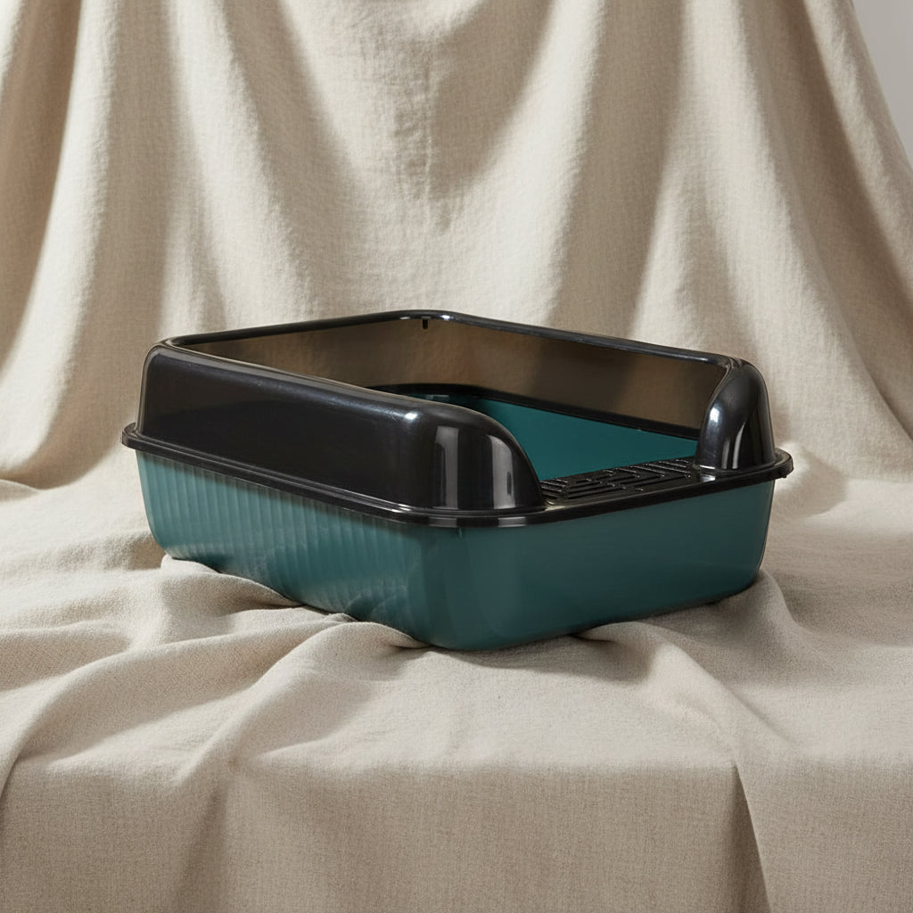 Tieker Thickened Cat Litter Box Large Capacity Semi-Enclosed Splash-Proof Plastic Clean Cat Box Easy to Clean