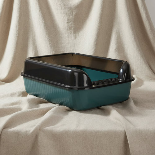 Tieker Thickened Cat Litter Box Large Capacity Semi-Enclosed Splash-Proof Plastic Clean Cat Box Easy to Clean