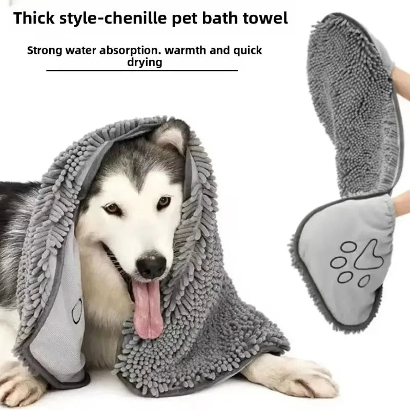 Super Absorbent Pet Bath Towel Quick-Drying Cat Towels Convenient Soft Bath Robe Dry Pet Cleaning Washcloth Dog Accessories