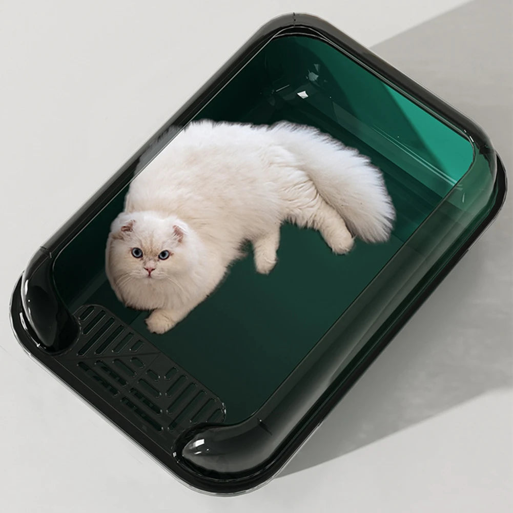 Tieker Thickened Cat Litter Box Large Capacity Semi-Enclosed Splash-Proof Plastic Clean Cat Box Easy to Clean