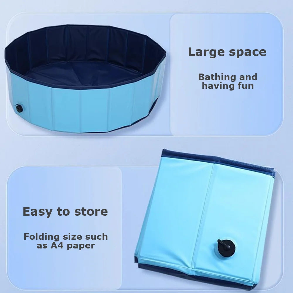 160*30Cm/120*30Cm/80*20Cm Pet Pool Foldable Dog Bath Swimming Pool Portable Pet Pool with Drain Valve Outdoor Dog Bathing Tub