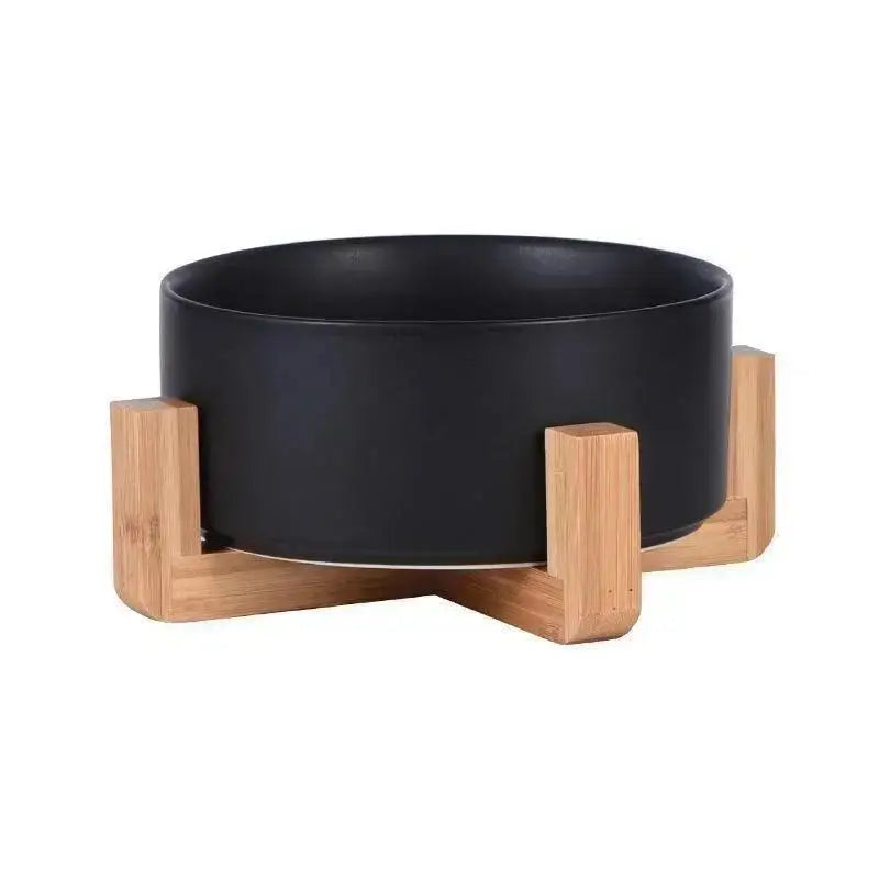 Large Capacity Pet Bowl for Cats and Dogs Wooden Rack Ceramic Cat Food and Water Feeder Home Pet Accessories