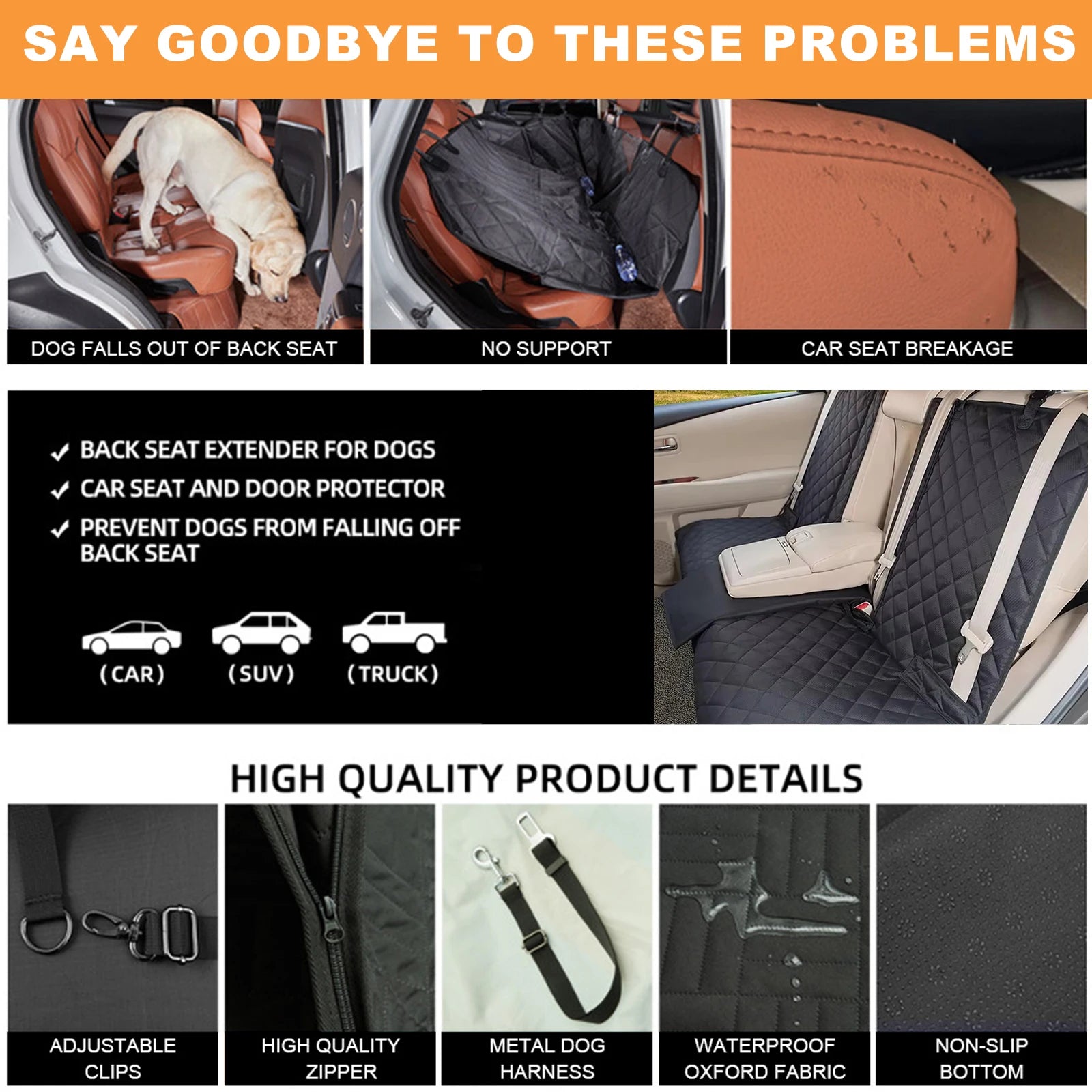 Dog Car Seat Cover Non-Slip Car Seat Protector Waterproof Car Rear Back Seat Cover Non Stick Fur Pet Dog Protector Mat for Pet