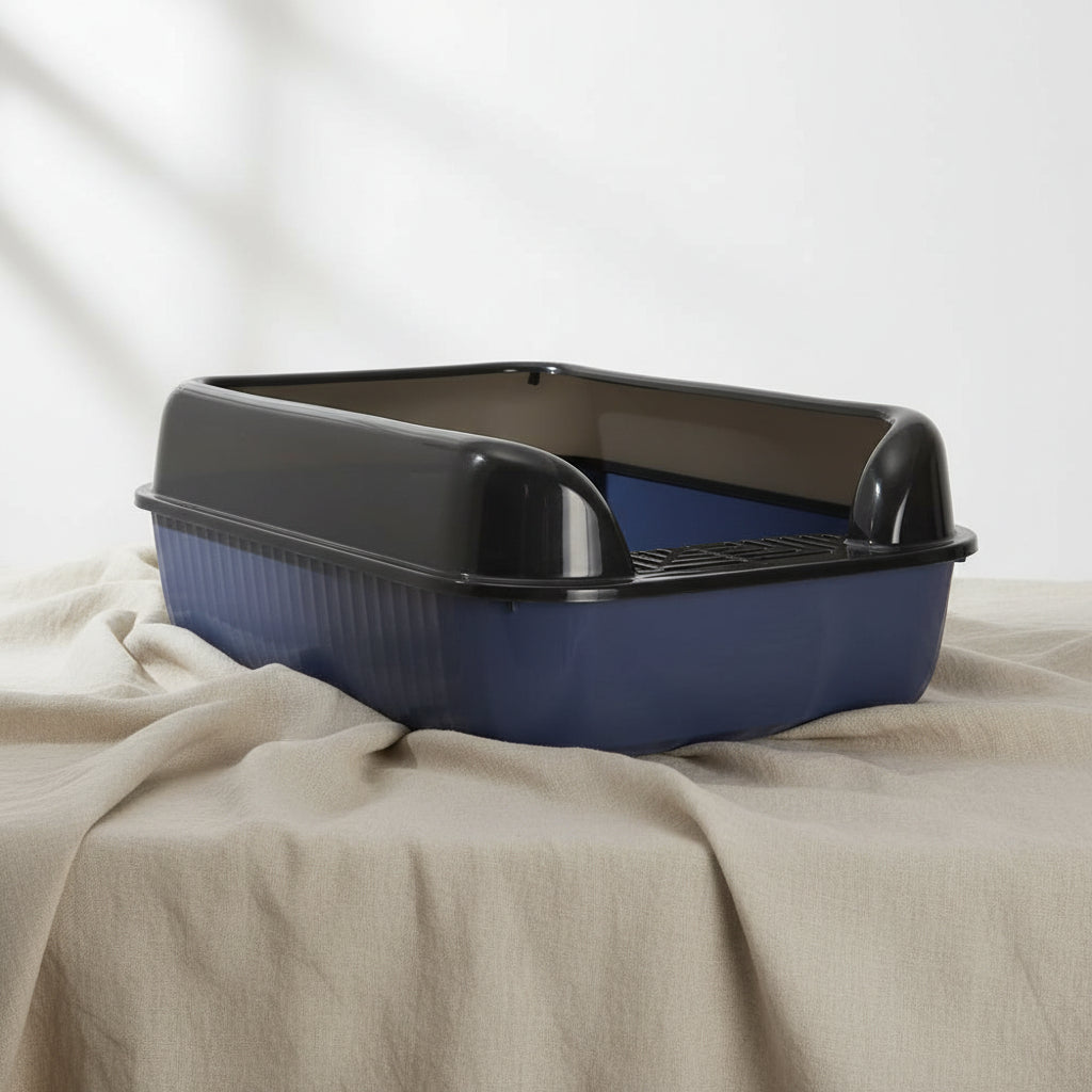 Tieker Thickened Cat Litter Box Large Capacity Semi-Enclosed Splash-Proof Plastic Clean Cat Box Easy to Clean