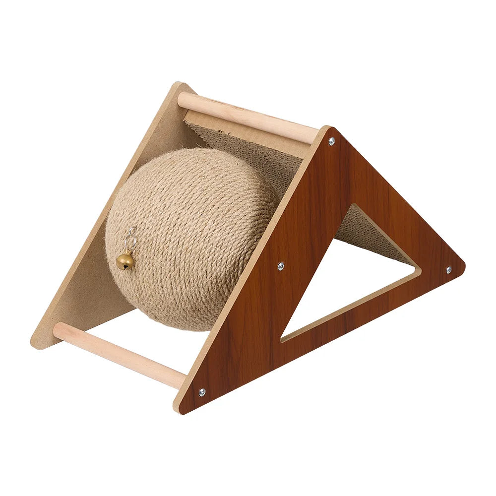 Cat Scratching Board with Bell Triangle Cardboard Cat Ball Toy Wear-Resistant Pet Cat Scratching Toy