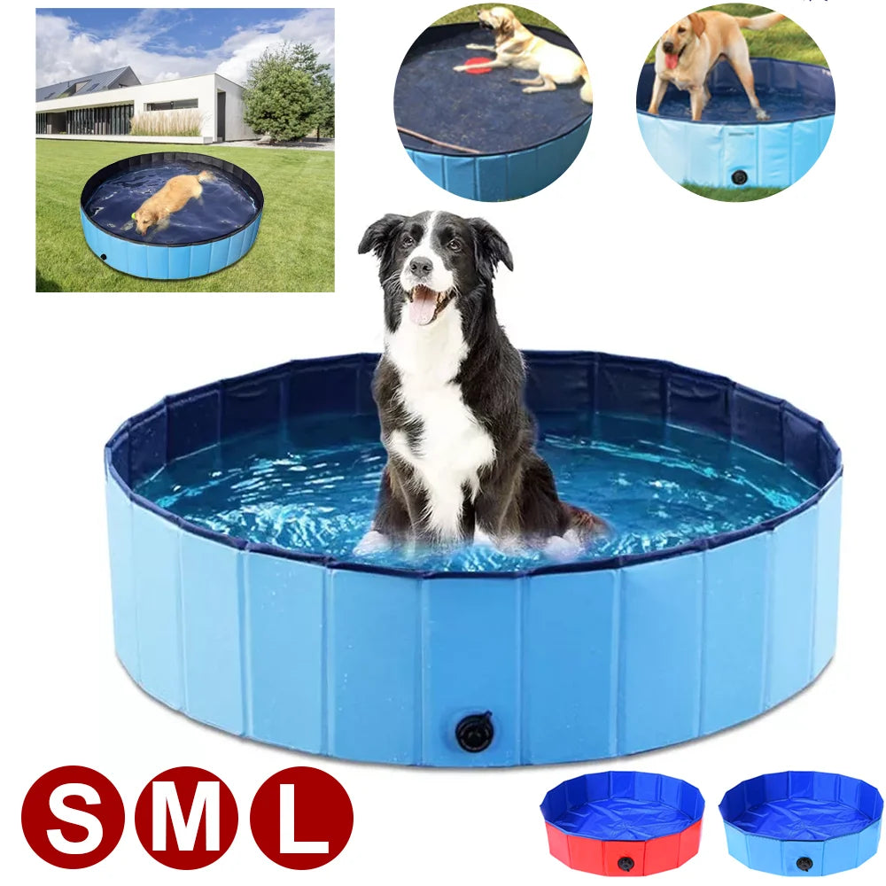 160*30Cm/120*30Cm/80*20Cm Pet Pool Foldable Dog Bath Swimming Pool Portable Pet Pool with Drain Valve Outdoor Dog Bathing Tub