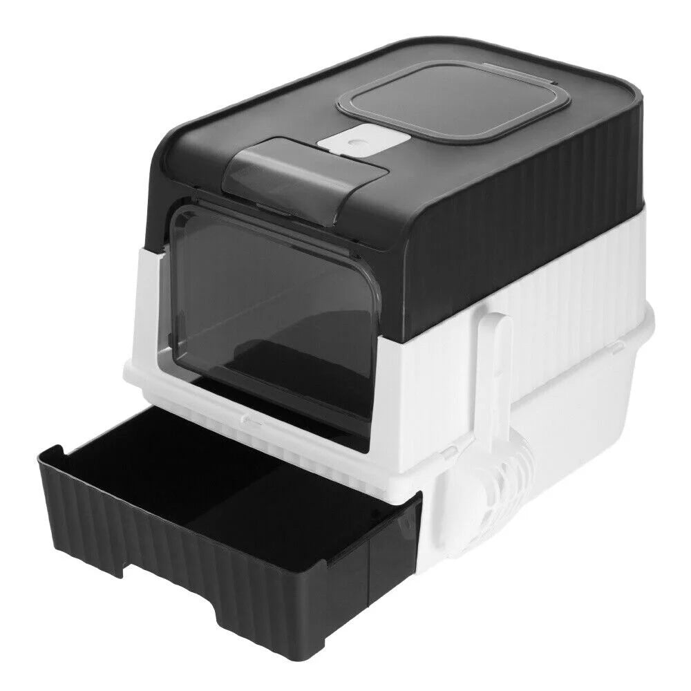 Cat Litter Box Hooded Cat Box Odor-Resistant Fully Enclosed Cat Toilet with Litter Scoop for Home Pets Supplies
