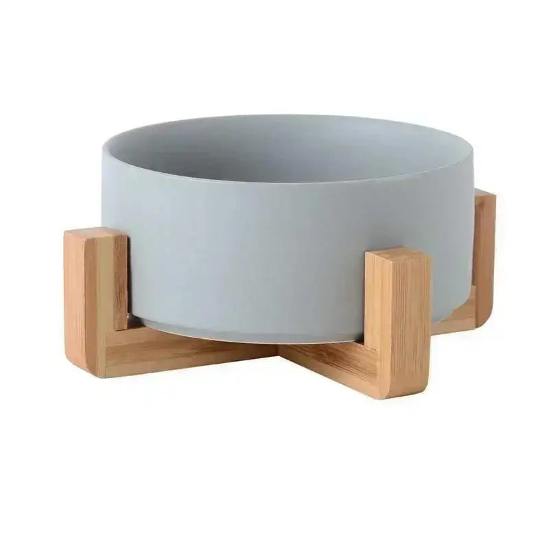 Large Capacity Pet Bowl for Cats and Dogs Wooden Rack Ceramic Cat Food and Water Feeder Home Pet Accessories
