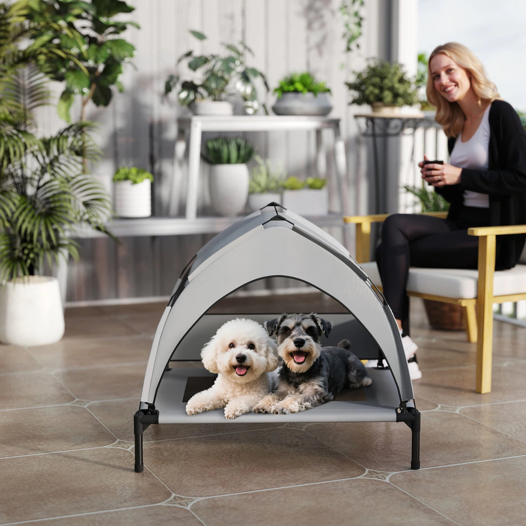 Portable Elevated Dog Bed with Removable Canopy